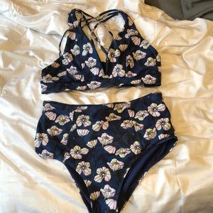 Like new floral ModCloth high waisted bikini